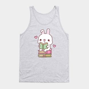 Cute Little Bunny Rabbit Loves To Read Books Tank Top